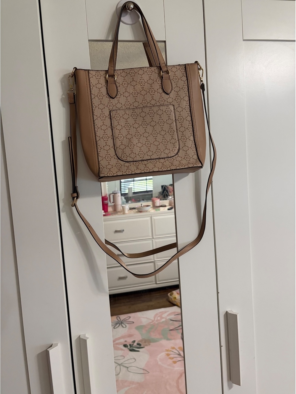 Nanette Lepore Brown Monogram Convertible Tote Crossbody Bag
